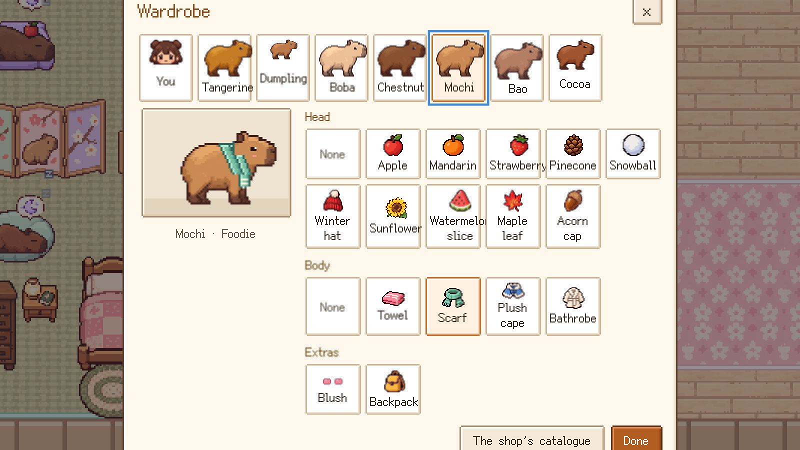 The wardrobe panel: hats, scarves and capes to dress a capybara in